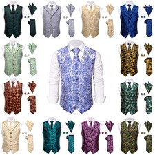 Regular Fit Mens Waistcoat Classic V-neck/Lapel Vest Tie Set Cosplay Party Prom