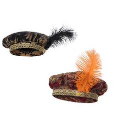 Medieval Renaissance Feathered Beret Floppy Hats Delicate Cosplay Costume