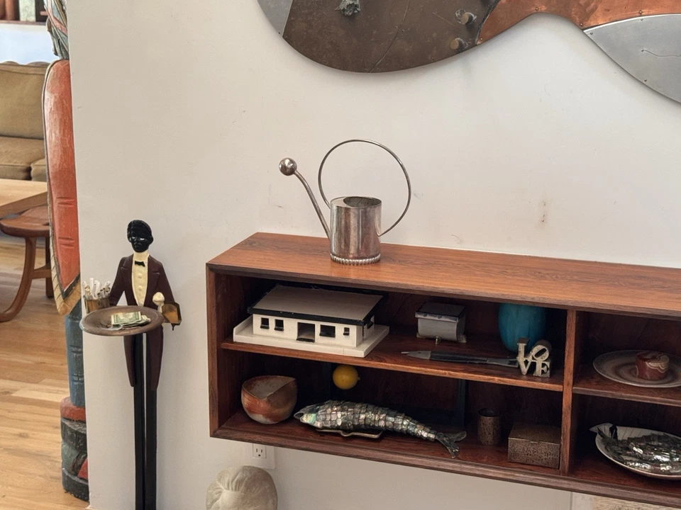 Jarra de riego de flores con plato de plata danés Art Deco Dinamarca antigua de colección Foto 3 de 4