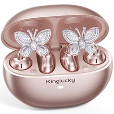 Clip-On Open Ear Earbuds with Detachable Butterfly Earrings, Bluetooth 6.0 Wi...