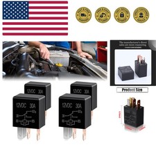 4 Pack Car 5 Pin 12V 30A Waterproof Relay, Multi-Purpose Heavy Duty Standard ...