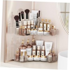 2-Tier Corner Bathroom Counter Organizer with Top Toothbrush 2 Tier Clear