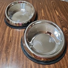 Enhanced Pet Bowls 2 LG Slanted Stainless Steel Dog Bowl for Flat Faced Breed 9"