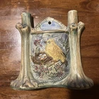 Weller Glendale 1920s Vintage Blue Art Pottery Birds and Nest Wall Pocket