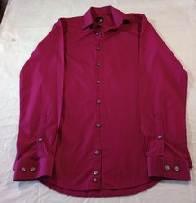 J.Ferrar Men's Maroon Long Sleeved Slim Fit Button Shirt Size M 15-15 1/2 32-33