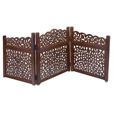 Wooden Foldable Pet Dog Safety Gate - 3 Panel 20" W x 24" H - 60x24, Brown