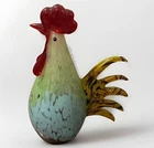 Vtg Art Glass Multicolor Rooster 9 3/4” Murano Style Elegant Farmhouse Figure