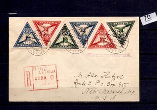 // LATVIA 1933 6 USED STAMPS BIRDS