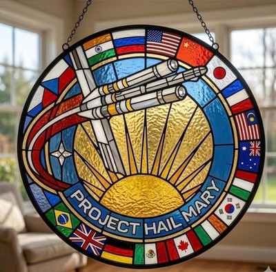 Project Hail Mary Rocky Stained Glass Suncatcher, Sci Fi Book Window Hanging
