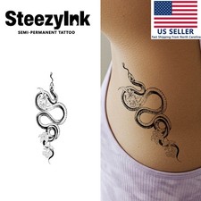 SteezyInk temporary tattoo Serpent and Bloom last upto 2 weeks 3 x 6 inch