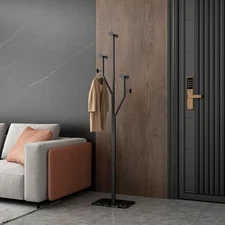 Freestanding Coat Rack Tree-shaped Metal Coat Tree with Heavy Duty All Black