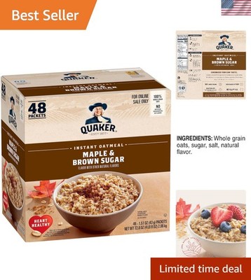 Quaker Instant Oatmeal Maple & Brown Sugar, 48 Packets - Fiber Rich Breakfast