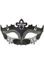 Royal Crystals Glitter  Rhinestones Venetian Mask Black/Silver 