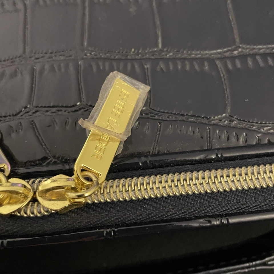 Estee Lauder Azul Marino Cuero Cocodrilo Cosmético Viaje Maquillaje Estuche con Cremallera Foto 3 de 4