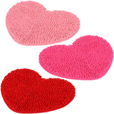 Timgle 3pc Heart Shaped Chenille Rugs, Valentine/Galentine Bath Mats 20x24"