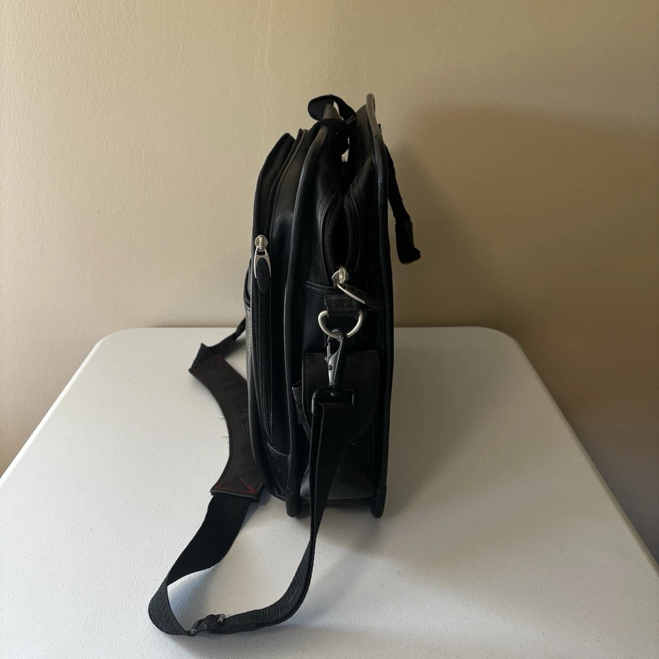 Targus 17» черный кожаный ноутбук компьютер чехол сумка через плечо ремень TLE400 - Изображение 2 из 4