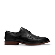 Clarks Mens Bowburn Tip Black Leather Dress Shoes