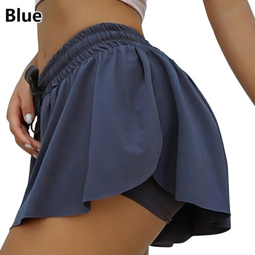 Anti-Walking Fake Zweiteiler Sport Fitness Yoga Übung Shorts Gummibund - Bild 16 von 17