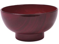 Set of 10 Japanese 4.5" Lacquer Miso Soup Rice Bowl Red Wood Grain Made in Japan