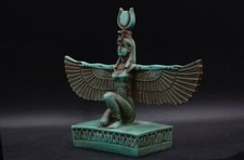 Einzigartige geflügelte Isis Horus Statue Ägyptische Gottheit Figur Antik Ägy...
