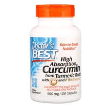 Doctor's Best, (2 Pack) Curcumin, High Absorption, 500 mg, 120 Capsules
