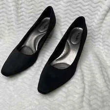 COACH AND FOUR Black Satin Heel Pumps Womens Size 9 Career Padded Insole