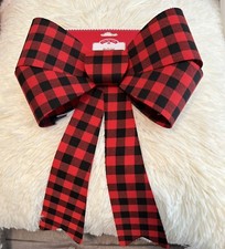 NEW 12 Christmas Bows Red and Black Buffalo Check Plaid Bows.