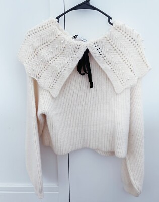 Pull tricot Zara avec perles et noeud, taille S, parfait état
