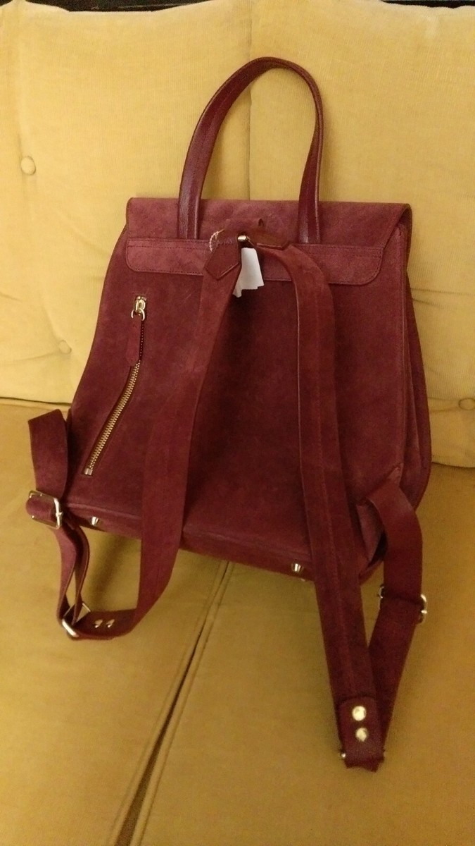 Neely & Chloe Suede Leather gold Hardware Backpack burgundy red bag NEW Neely & Chloe Suede Leather gold Hardware Backpack  main image 2