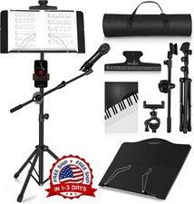 Atril plegable para partituras con soporte de micr fono desmontable color negro