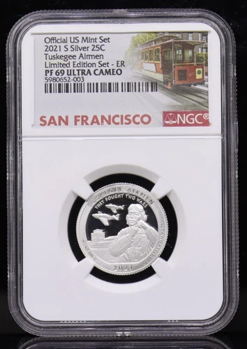 2021-S Tuskegee Airmen Silver Quarter  NGC PF69 Ultra Cameo