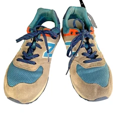 New Balance 574 Classics Out East Gray Blue Orange Mens Suede Sneakers Mens 6.5
