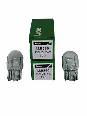 2x LUCAS 580 LLB580 12V 21/5W STOP/TAIL DRL LIGHT BULBS 380w Wedge Bulbs T20