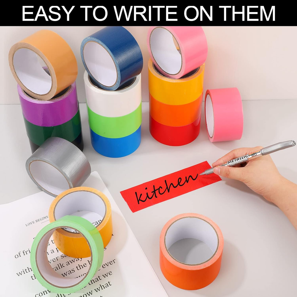 Fainne 24 Rolls Colored Duct Tape Bulk, 10 Yards/Roll Duct Tape Heavy