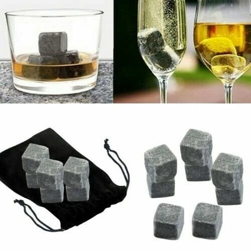 9 x Gin Stones Chilling Rocks Ice Cubes Drinks Beverage Cooler Whiskey Reusable - Image 2 of 4