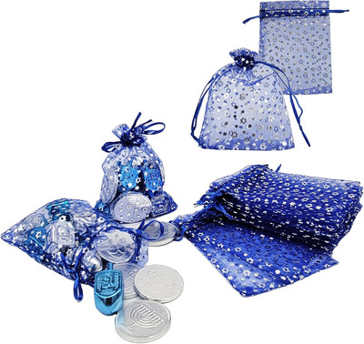 Hanukkah Sachet Bags, Hanukkah Themed Print Plastic Bags (50-Pack)