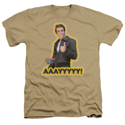 Happy Days Aaayyyyy Logo T Shirt Mens Fonzie Licensed Classic TV  Show Sand
