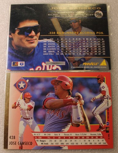 1994 MLB Strike Year Pinnacle & Fleer Ultra Black Sharpie Autograph Jose Canseco - Picture 2 of 2