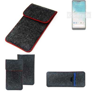Schutzhülle für Huawei Honor X10 Lite dunkelgrau roter Rand Filz Sleeve Tasche