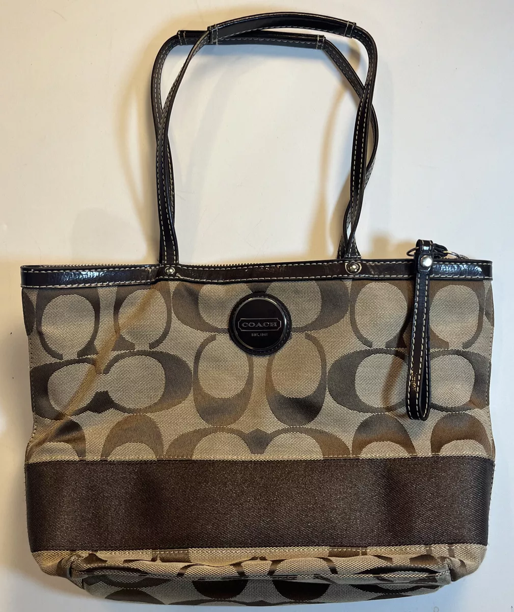 Leather Signature Stripe Tote Bag