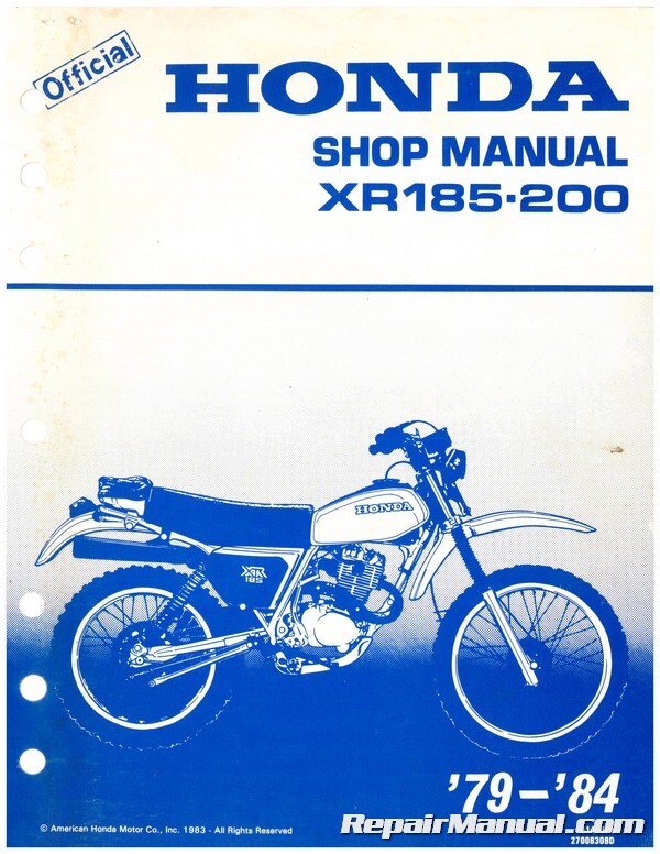 Used 1979 Honda XR185 1980-1984 XR200 Motorcycle Service Manual | eBay
