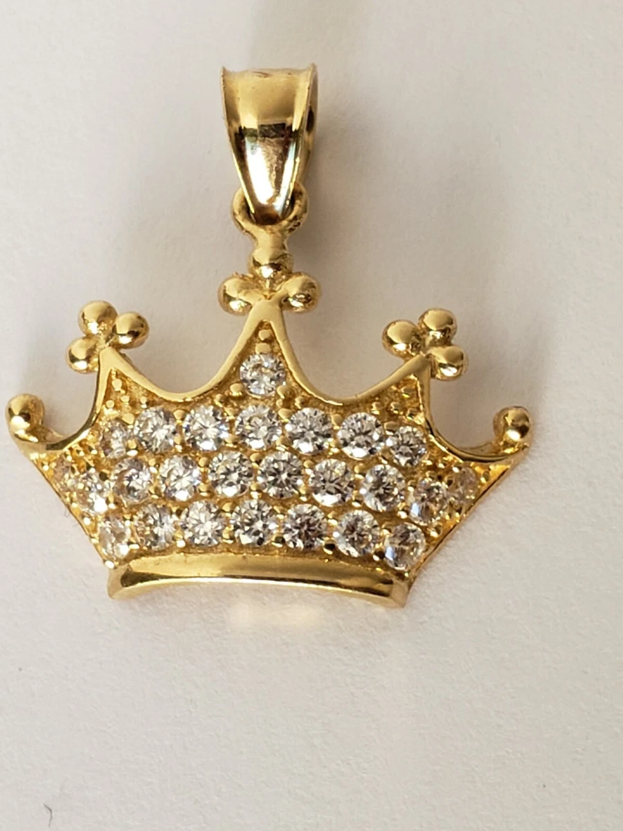14k yellow gold crown tiara pendant charm cz eBay