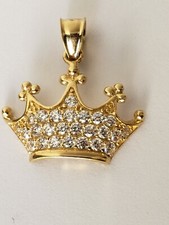 14k yellow gold crown tiara pendant charm