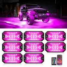 8Pods RGB LED Rock Light Under Car Underboy System Neon Lights for Truck UTV ATV