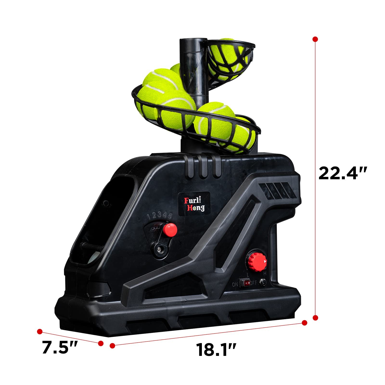 3809BH Tennis Ball Machine, Max 30 MPH, Adjustable Launching Angle and Interv