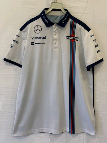 Hackett London Williams Martini Racing F1 Polo Shirt Mens L White HM561335 #235