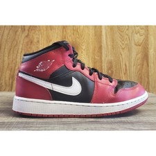 Nike Air Jordan 1 Mid Athletic Shoes Youth Size 6Y Black Red Bred