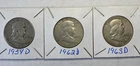 US 1954D 1962D 1963D Franklin 90% Silver Half Dollar Fine to Very Fine Condition
