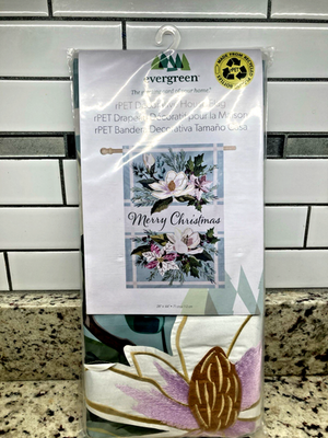 Drapeau Maison 'Merry Christmas Y'all' Evergreen - 71x111 Cm - Double Face - Déco Noël 3D