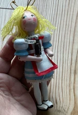 Rare Vtg Kurt S Adler Wooden Christmas Ornaments - Alice in Wonderland Drink Me